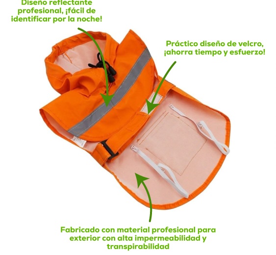 Diseño reflectante, velcro y material impermeable