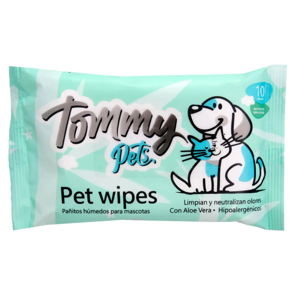 PAÑITOS HUMEDOS TOMMY PETS (10 UND BOLSA X 12)