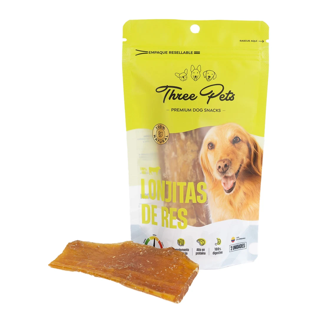 THREE PETS PERRO LONJITAS DE RES