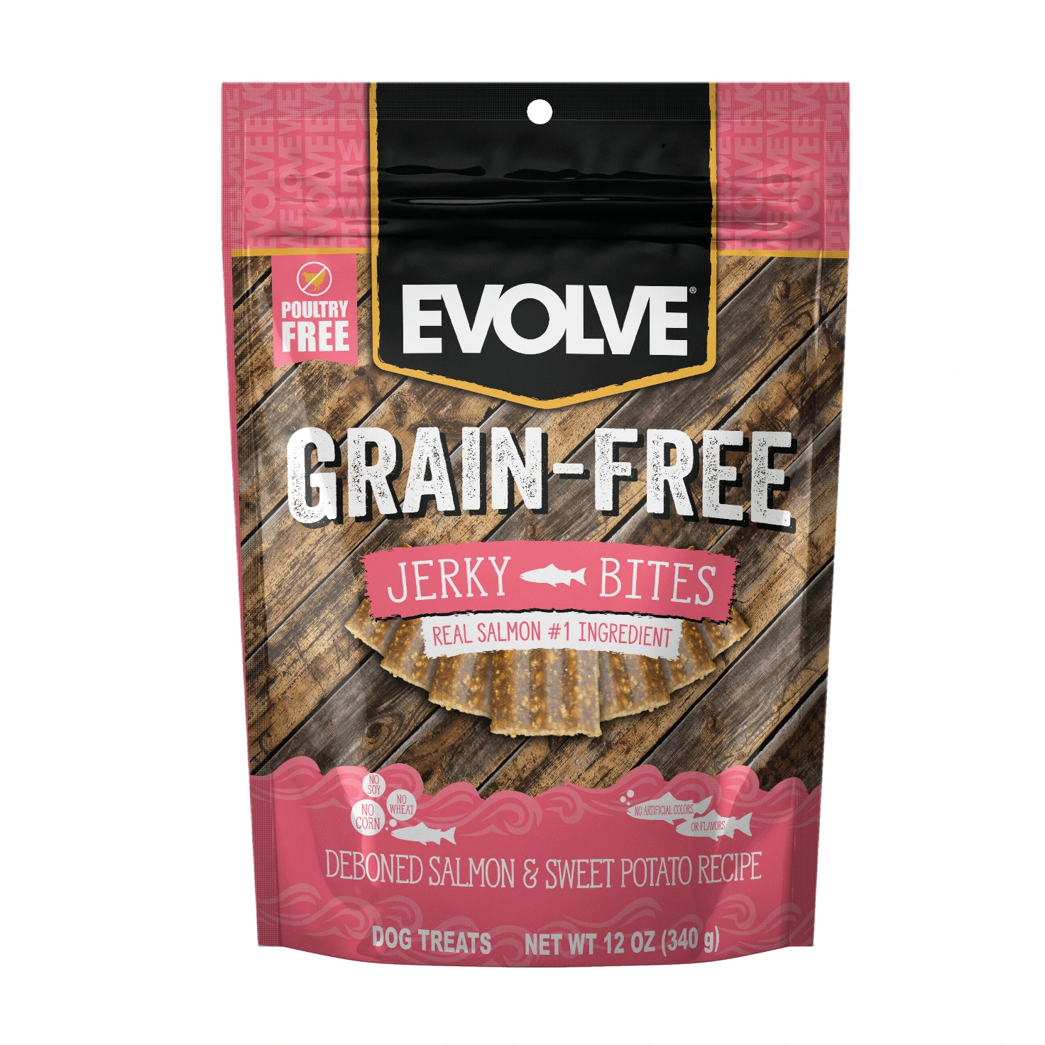 EVOLVE DOG SNACK GRAIN FREE JERKY (Salmón)
