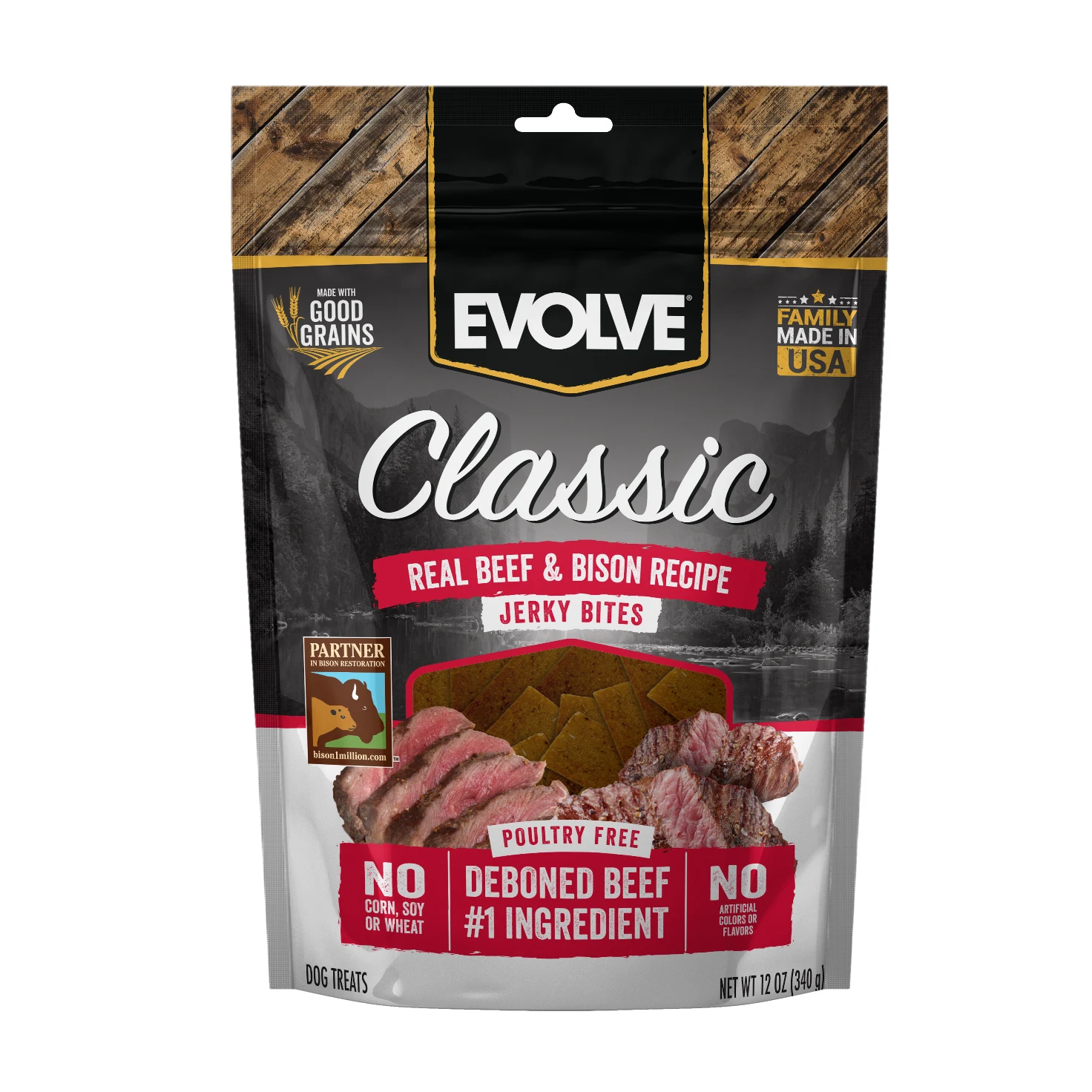EVOLVE DOG SNACK CLASSIC JERKY BEEF & BISON