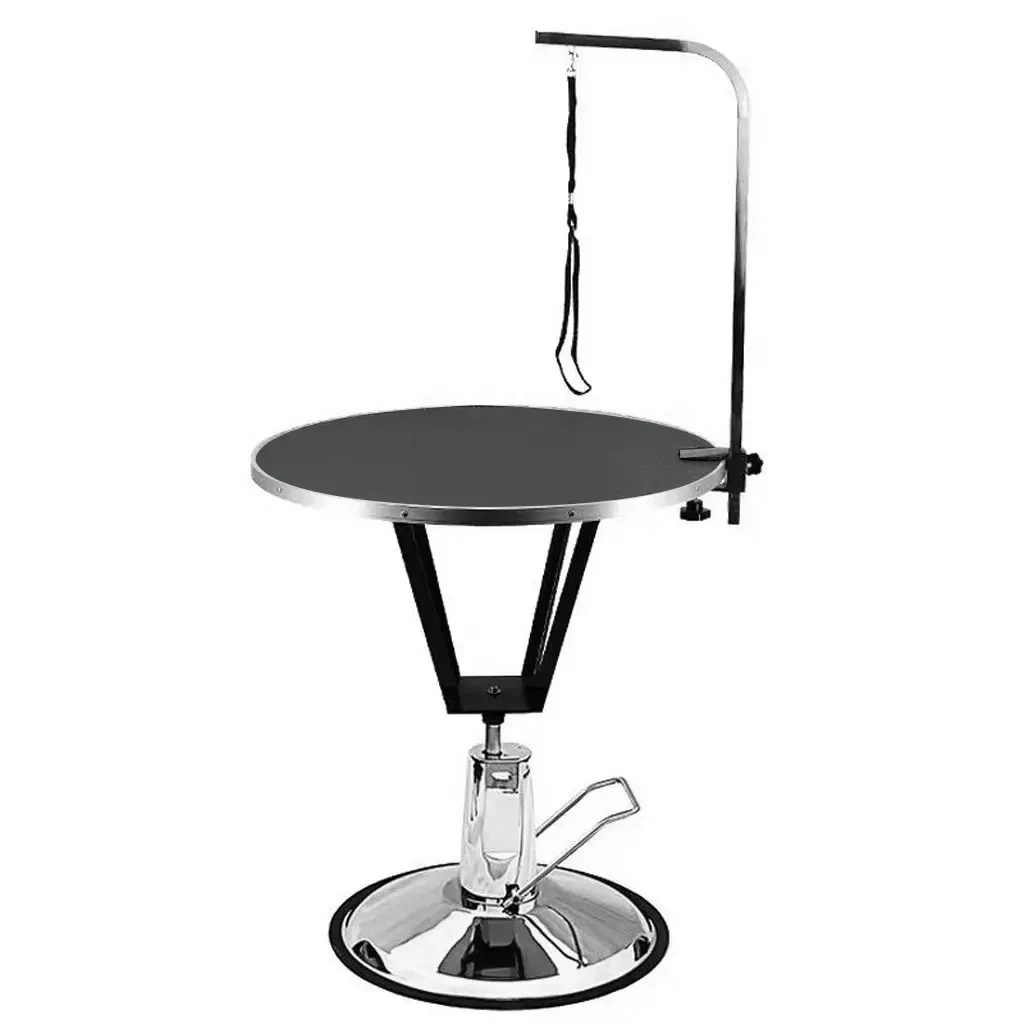 Mesa estética con elevación hidráulica, base redonda (B Bomba grande 70 cm - M negro)