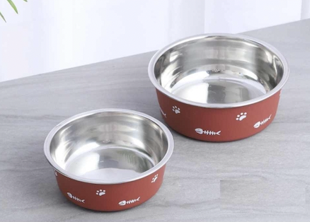 Tazón Pets en acero inoxidable (M - 14cm, Rojo)