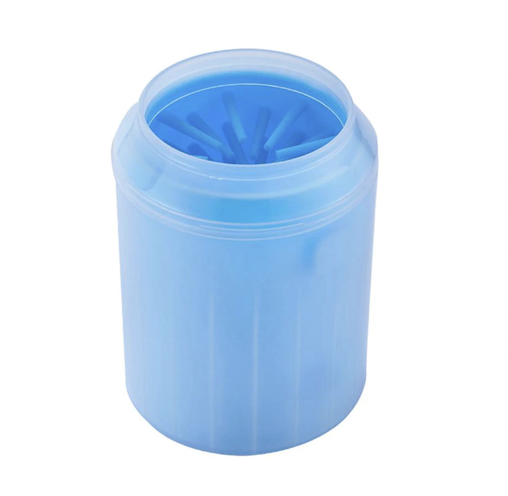 Limpia patas para perros tapa transparente (L 15.2x9.2x7.3cm, Azul)