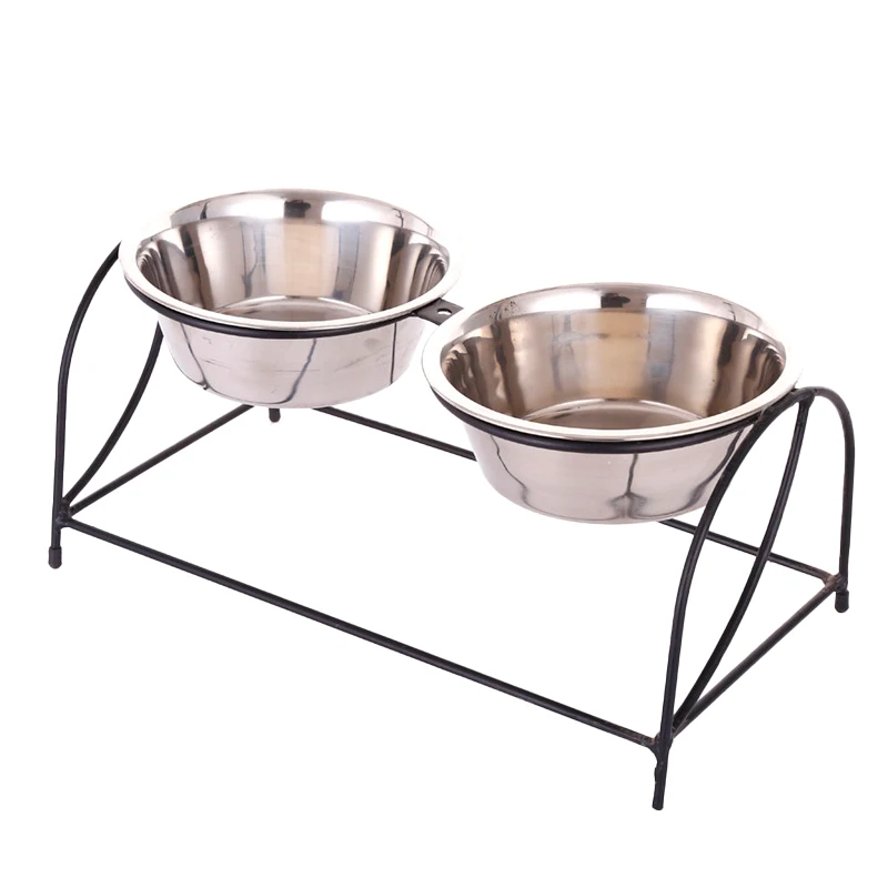 Comedero doble alto con base metalica (16 cm)