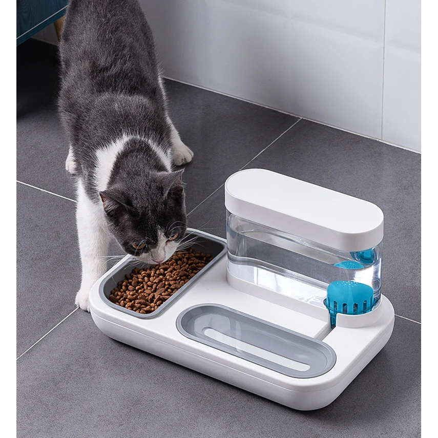 Dispensador de agua con comedero Tank (Azul 36.5*23*14.5 cm)