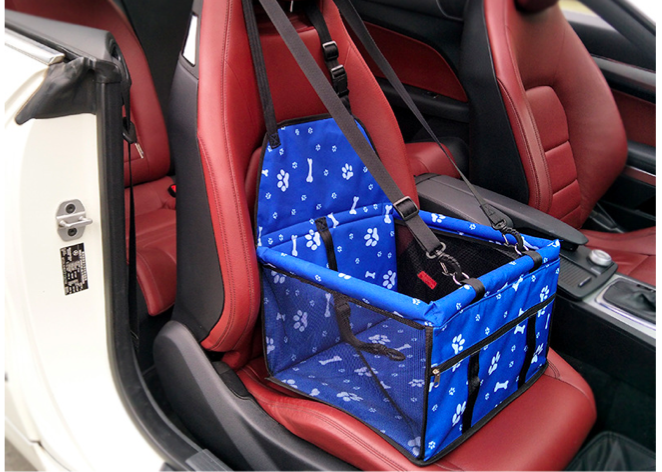 Asiento para carro (Azul huellas blancas  -40x30x25 cm)