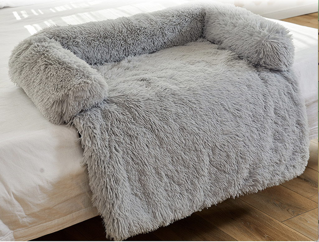 Cama de felpa para sofa (XL 90x90x12 cm, Gris)