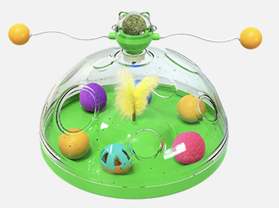 Juguete Interactivo Dome con Catnip (Verde 31*25*18.5cm， ABS+PP)