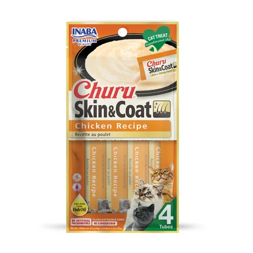 INABA GATO CHURU SKIN & COAT 4 PIEZAS SABOR