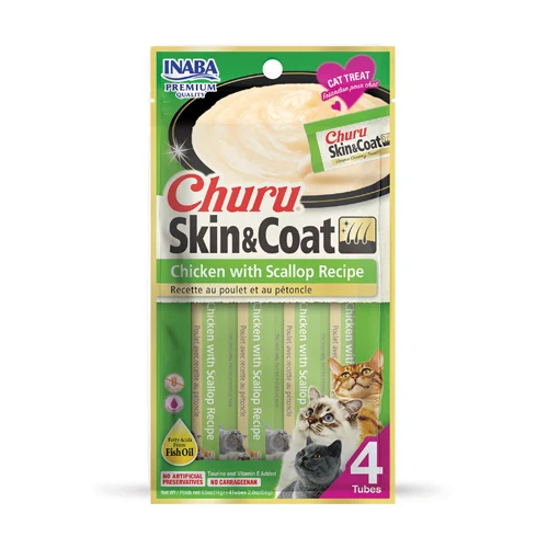 INABA GATO CHURU SKIN & COAT 4 PIEZAS SABOR